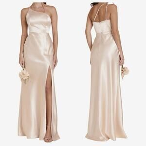 Birdy Grey Bridesmaid Dress Kensie
Shiny Satin Champagne Color 
Size large
